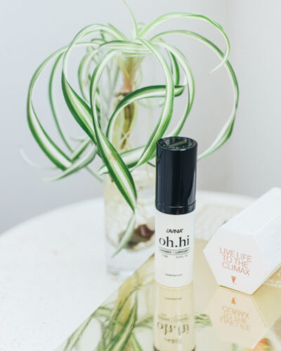 oh.hi on table with plant